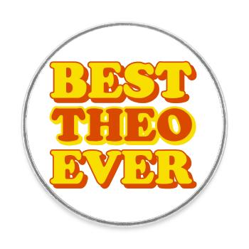 Funny gift with first name Theo - Round  fridge magnet - white - Front