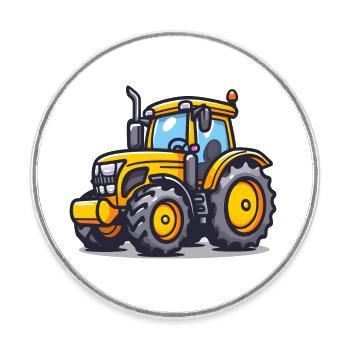 Niedlicher Traktor - Runder Kühlschrankmagnet - Weiß - Vorne