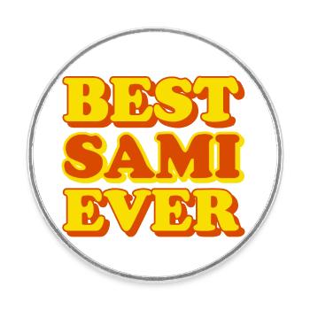 Prénom Sami, drôle de cadeau - Magnet rond - blanc - Devant
