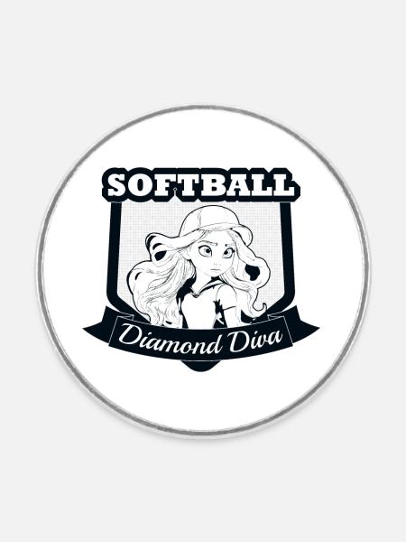 Diamond Diva - Round  fridge magnet - white