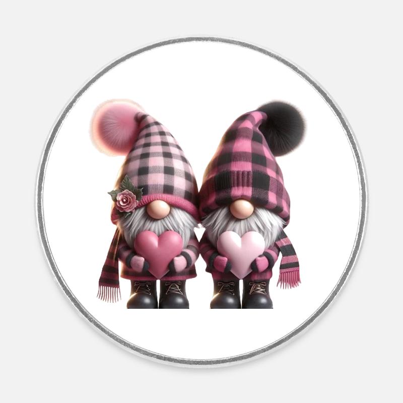 Rose Valentine Gnome 14 removebg aperçu - Magnet rond - blanc