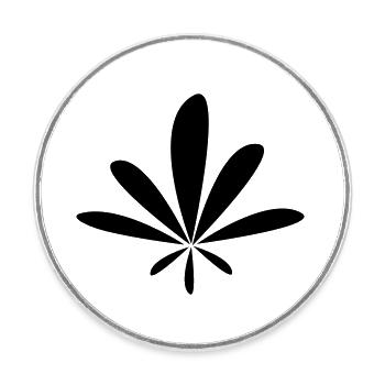 Feuille de chanvre arrondie - Magnet rond - blanc - Devant