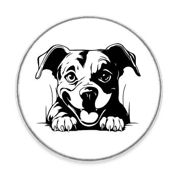 Staffordshire Bull Terrier - Round  fridge magnet - white - Front