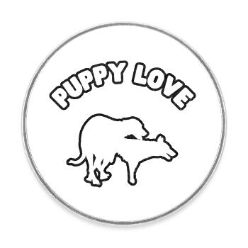 Chiot Amour Grunge Blanc - Magnet rond - blanc - Devant