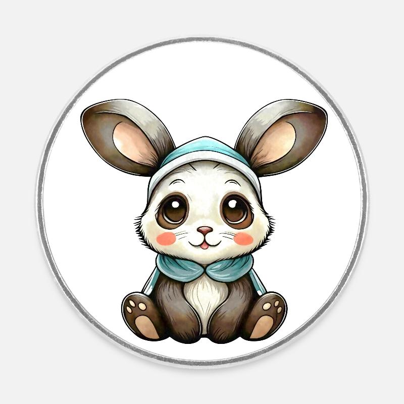 Little Rabbit - Round fridge magnet - white
