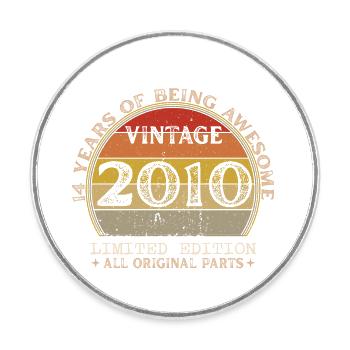 Né en 2010 - Vintage 2010 Anniversaire Rétro - Magnet rond - blanc - Devant