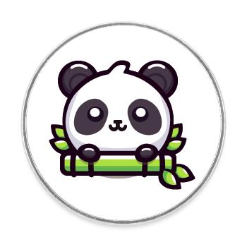 Bambus-Glückseligkeit: Chibi-Panda-Genuss - Runder Kühlschrankmagnet - Weiß - Vorne