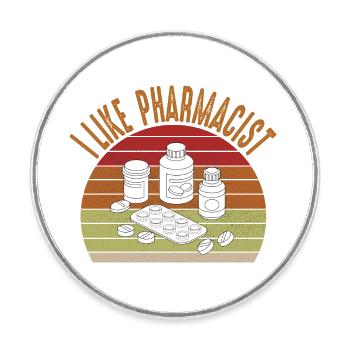 future vintage retro pharmacist pharmacy tech - Magnet rond - blanc - Devant