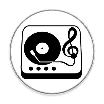 Music clef note mixer party vinyl - Round  fridge magnet - white - Front