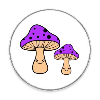 Champignons Bande Dessinée - Magnet rond - blanc - Devant