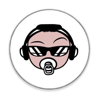 Cool DJ Bébé Mignon Enfant Visage Tête de Fête - Magnet rond - blanc - Devant
