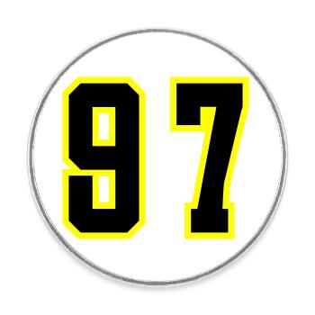 97 Number Leotard - Round  fridge magnet - white - Front