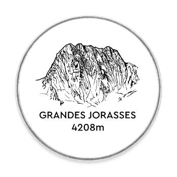 Grandes Jorasses, Haute Montagne, Mont-Blanc, Montagne - Magnet rond - blanc - Devant