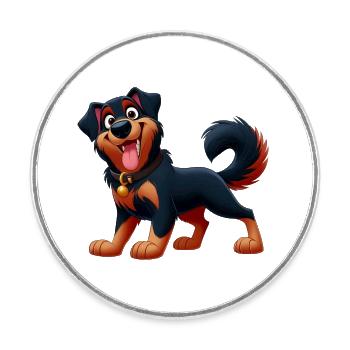 Beauceron 6 - Runder Kühlschrankmagnet - Weiß - Vorne