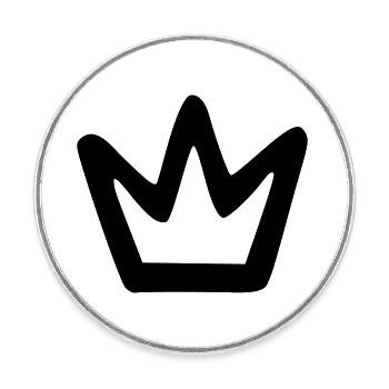 Simple crown - Round  fridge magnet - white - Front