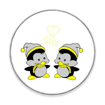 Pingus in Love - Round  fridge magnet - white - Front