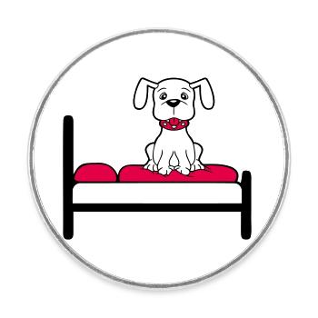 Dog On Bed Relaxed Sleeping Bedroom Cute - Round  fridge magnet - white - Front