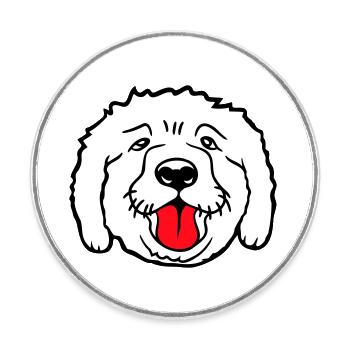 Dear dog sticks out his tongue happily - Round  fridge magnet - white - Front