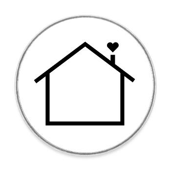 Haus schlicht mit Herz - Runder Kühlschrankmagnet - Weiß - Vorne
