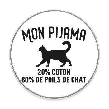 Humorous Cat Hair Pajamas - Round  fridge magnet - white - Front