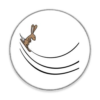 Hase Skihase Skispringen Rampe Ski fahren Schnee - Runder Kühlschrankmagnet - Weiß - Vorne