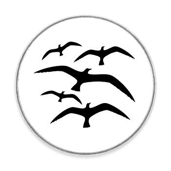 Seagulls flock of birds many birds flying 5 seabirds - Round  fridge magnet - white - Front