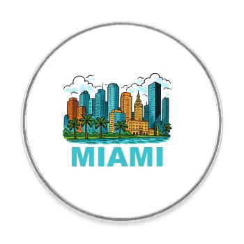Ville de Miami - Magnet rond - blanc - Devant