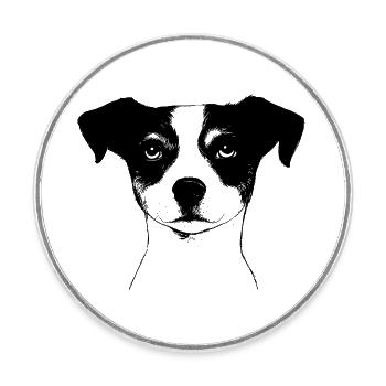 Jack Russel Terrier Minimaliste - Magnet rond - blanc - Devant