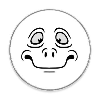 Unsicheres Ängstliches Comic Cartoon Gesicht - Runder Kühlschrankmagnet - Weiß - Vorne
