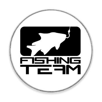 black fishing team sport logo caught fish ang - Round  fridge magnet - white - Front