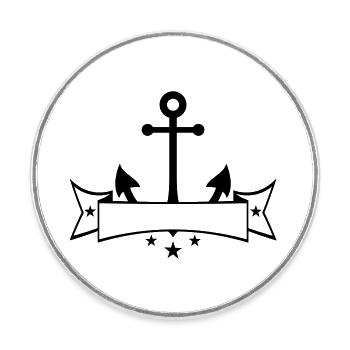 banner wappen text schreiben anker boot schiff - Runder Kühlschrankmagnet - Weiß - Vorne