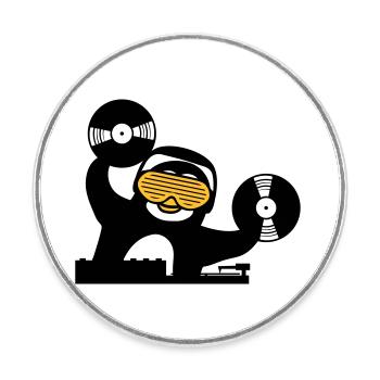 dj music plate hang up mixer club disco ping - Round  fridge magnet - white - Front