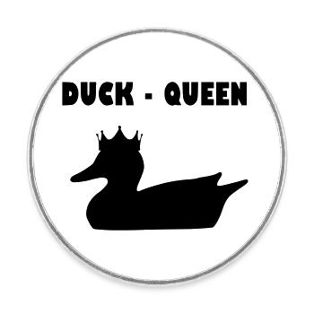 Canard - Cadeau de look partenaire Queen Duck - Magnet rond - blanc - Devant
