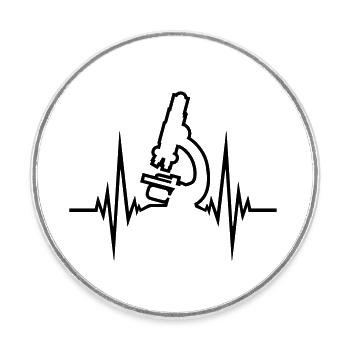 heartbeat microscope pulse frequency scientist - Round  fridge magnet - white - Front