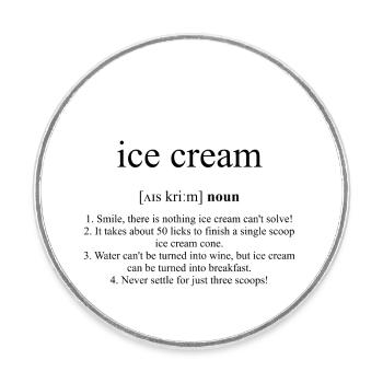 Crème Glacée - Magnet rond - blanc - Devant