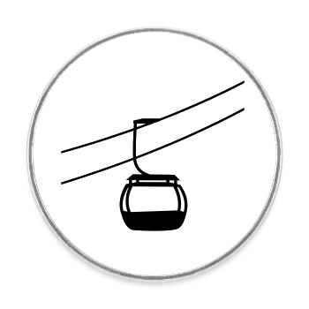 une seule télécabine télécabine gondole hiver ur - Magnet rond - blanc - Devant