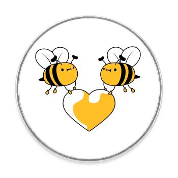 2 bees in love - Round  fridge magnet - white - Front