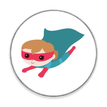 Fille de super-héros - Magnet rond - blanc - Devant