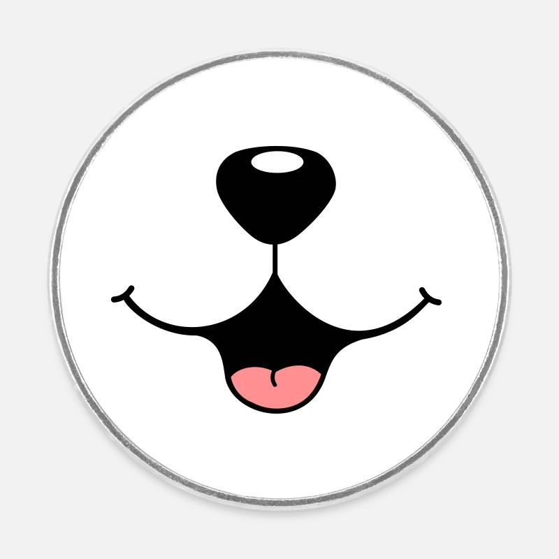 Moustache - Magnet rond - blanc