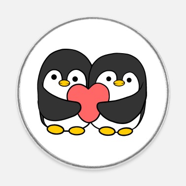Pareja de pingüinos de dibujos animados sosteniendo un corazón' Imán de  nevera cuadrado | Spreadshirt