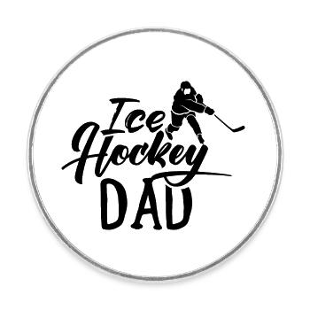 Eishockey Papa Eishockeyspieler Puck Ice Hockey - Runder Kühlschrankmagnet - Weiß - Vorne