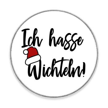 Ich hasse Wichteln - Runder Kühlschrankmagnet - Weiß - Vorne