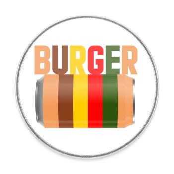 burger fast food - Magnet rond - blanc - Devant