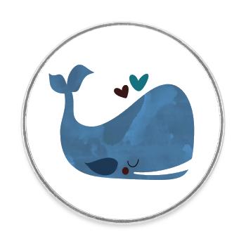 Blue Whale Bliss - Runder Kühlschrankmagnet - Weiß - Vorne
