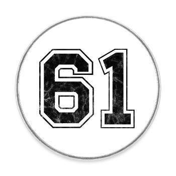 Number 61 - Round  fridge magnet - white - Front