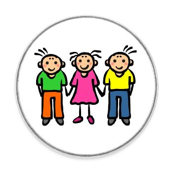Parents Father Mother - Three Children Siblings - Round  fridge magnet - white - Front