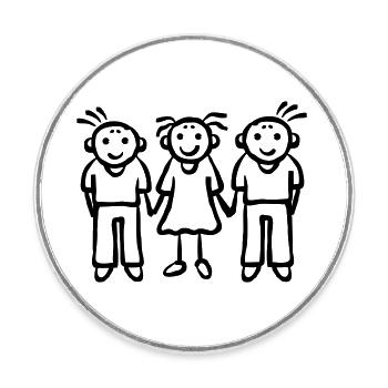 3 Children - Girls Boy Friends Family - Round  fridge magnet - white - Front