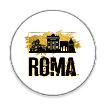 Rome Roma Italy City Skyline Gold Home Love - Round  fridge magnet - white - Front