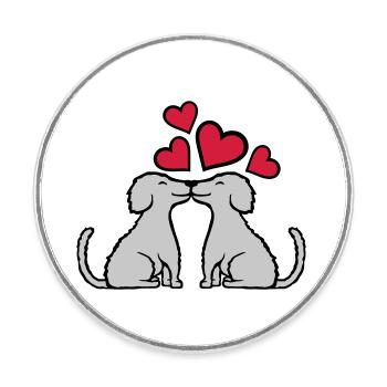 2 kissing dogs in love - Round  fridge magnet - white - Front