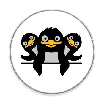 Drôles de pingouins 3 amis - Magnet rond - blanc - Devant